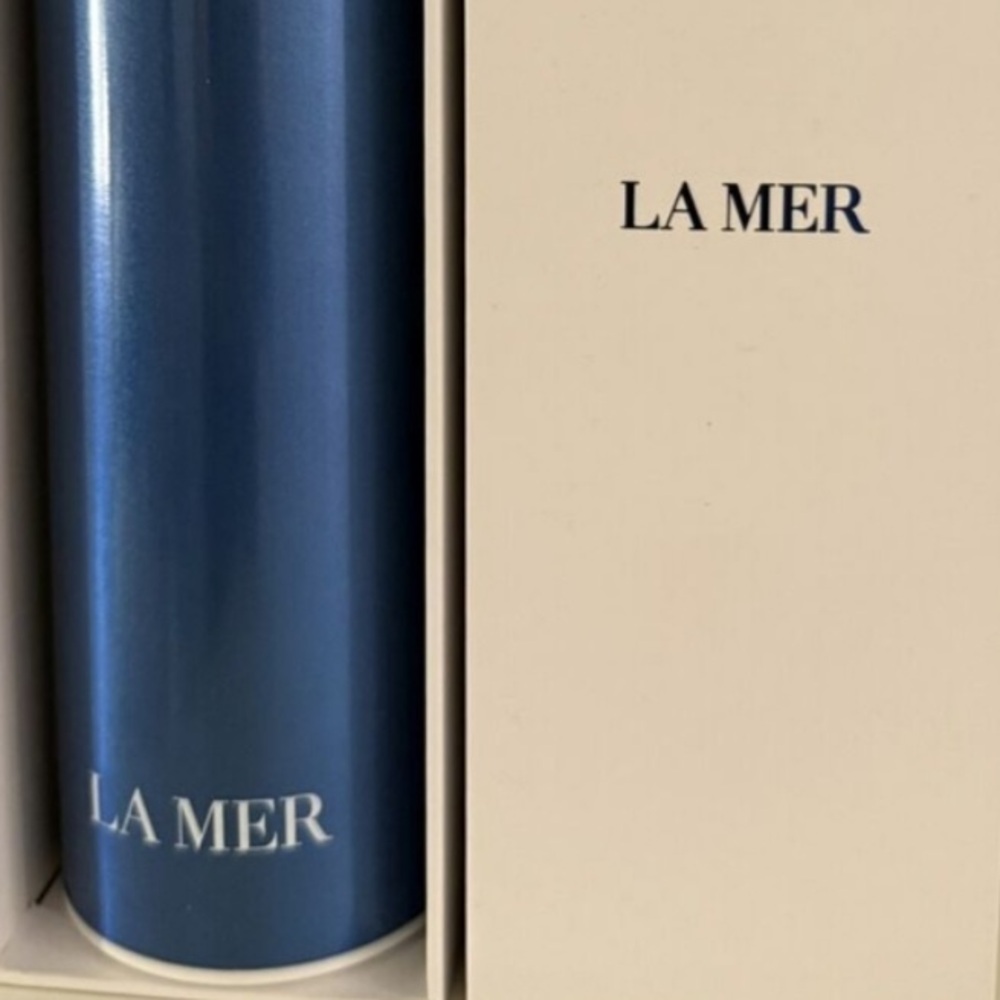 La Mer Blue Thermos Bottle Blue Luxury Gift Tea Coffee Silver Insert